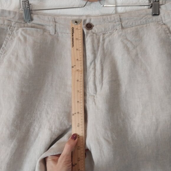 100% Linen Shorts Mens 34 (36) Beige Bermudas by Primark Flat Front 7.5" Inseam - Picture 7 of 10